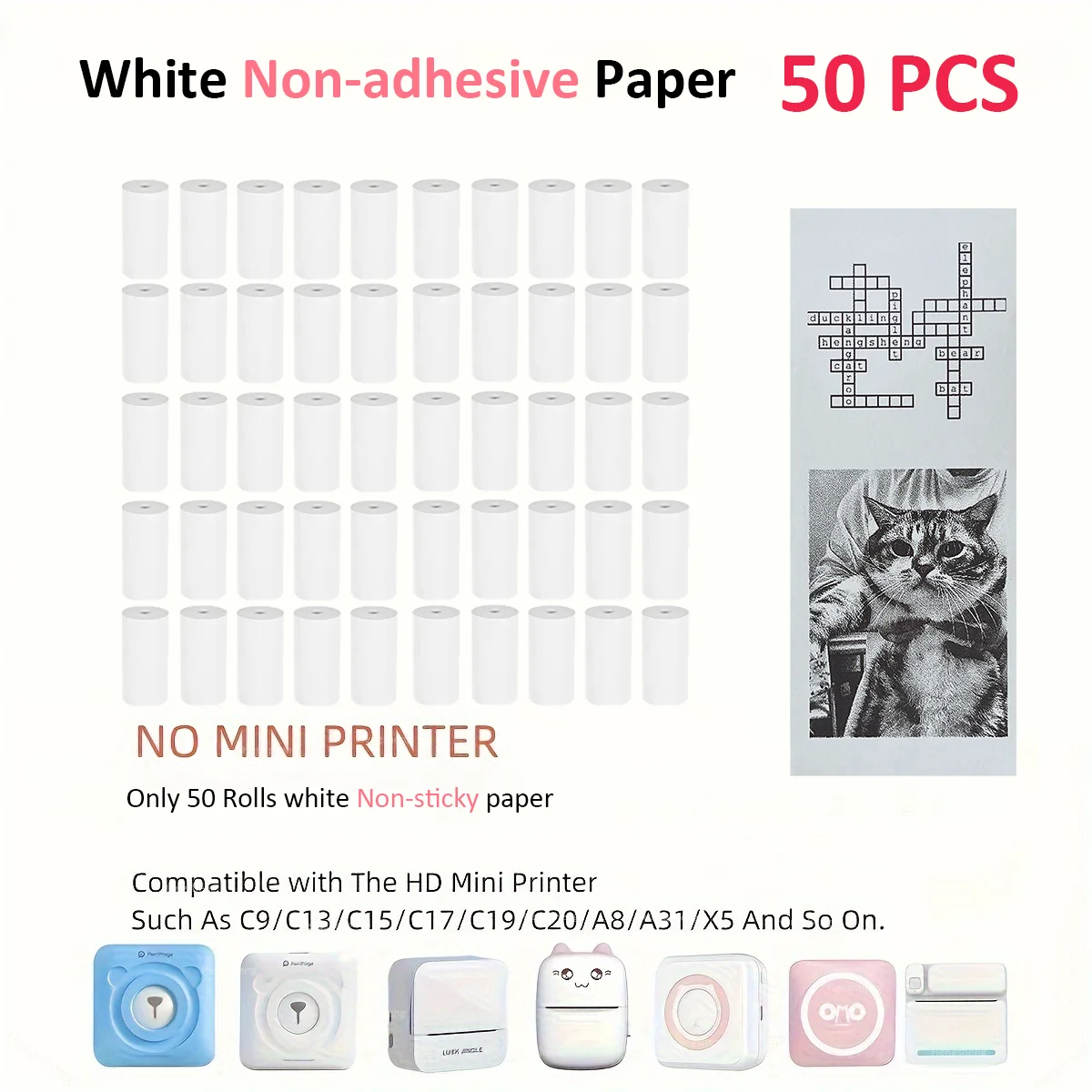 50Rolls 57*25MM Thermal Paper No-Sticker Rolls Paper For Mini Printer Instant Print Kids Camera Photo Paper For Halloween