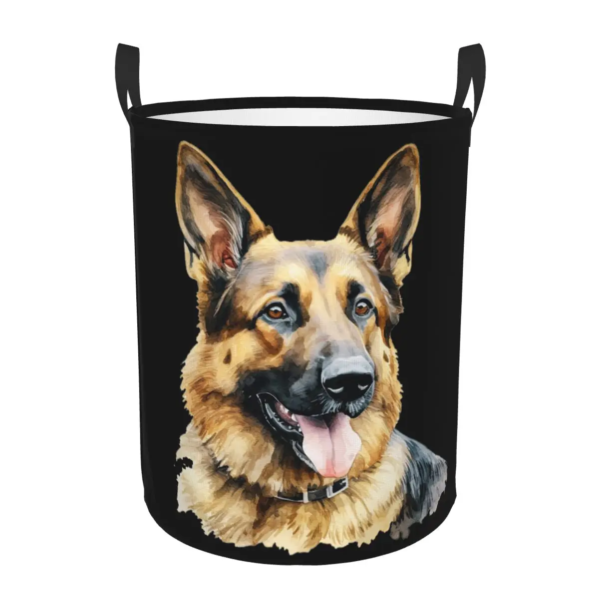 

Watercolor German Shepherd Dirty Laundry Baskets Foldable Large Waterproof Clothes Toys Basket For Home Children's