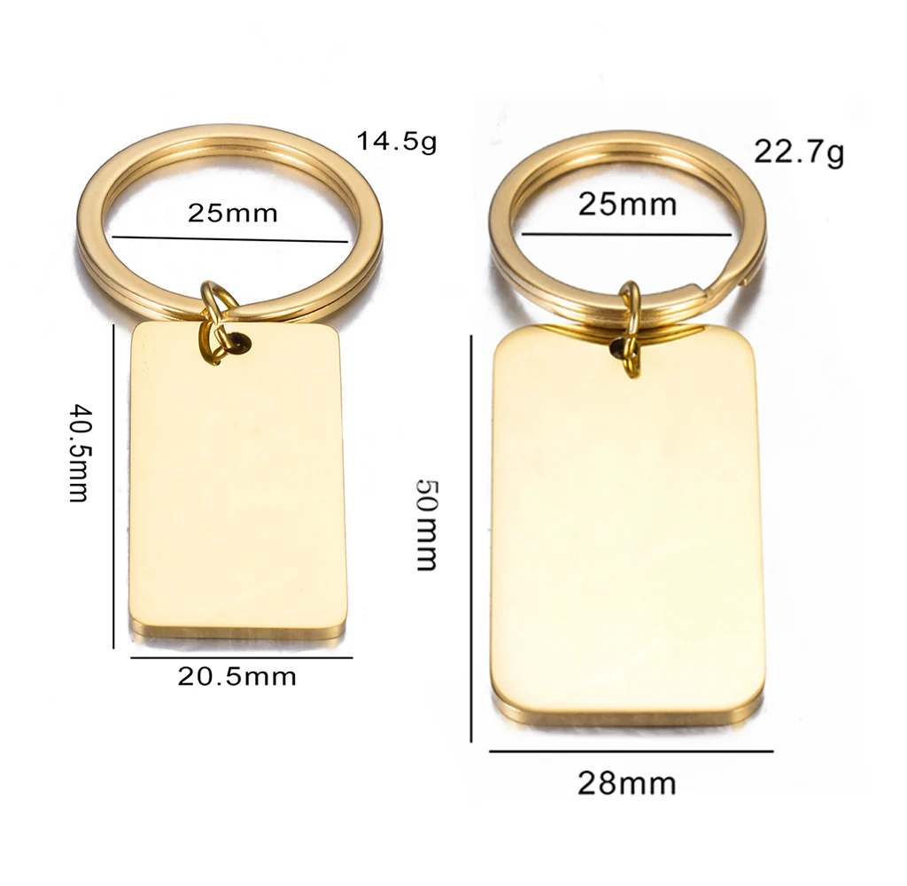 3Pcs Dog ID Tag Rectangle Blank Stainless Steel Keychain Stamping Mirror Polishing Pendant Keyring Accessories