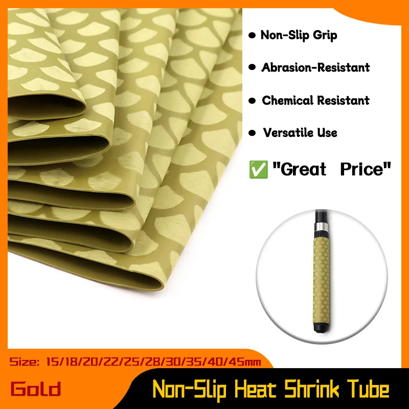 

1M/Pc Gold 15/18/20/22/25/28/30/35/40/45mm Non-Slip Heat Shrink Tube Bicycle Handle Fishing Rod Wrap Waterproof Skid Protector