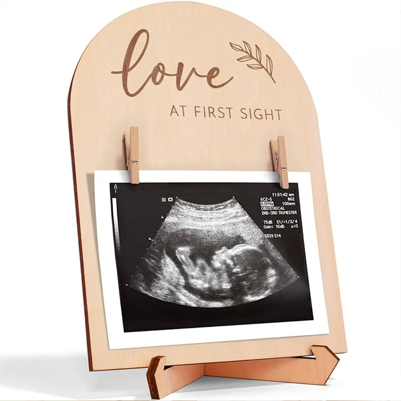 Wooden baby B Ultrasound photo frame New mother commemorative display sonogram