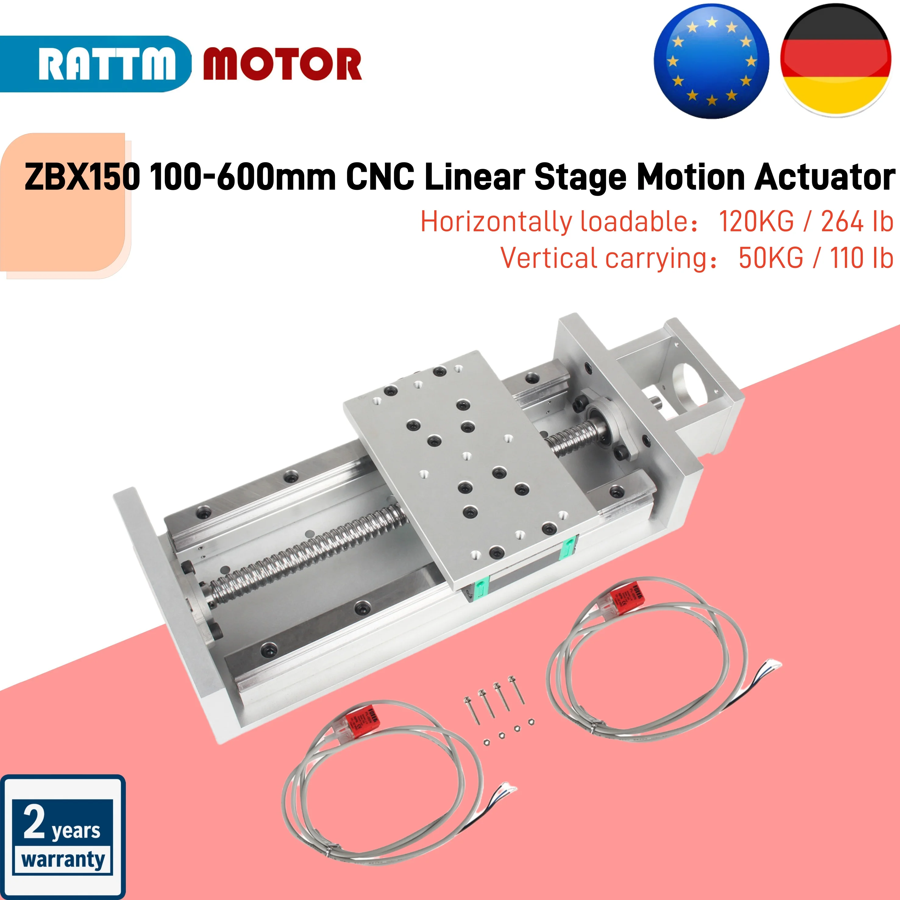 【EU&USA Stock】ZBX150 600mm CNC Linear Stage Motion Actuator X/Y/Z Axis 1605 Cross Sliding Table Double Linear Slide Rail Guide