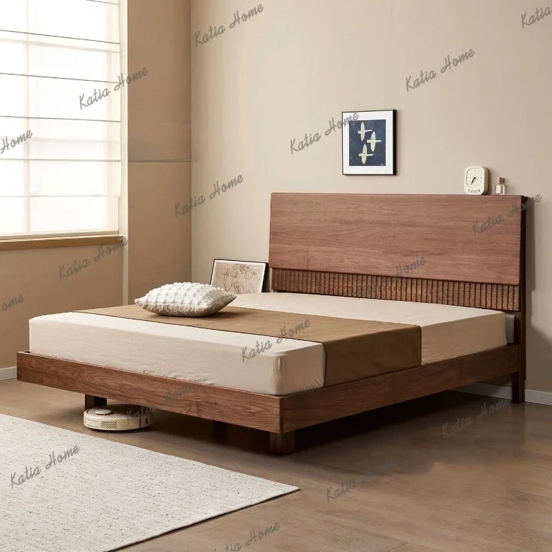 LJY North American Black Walnut Full Solid Wood Furniture Nordic Suspension Bed Medieval Style 1.8m Double Bed Organ Artistic De