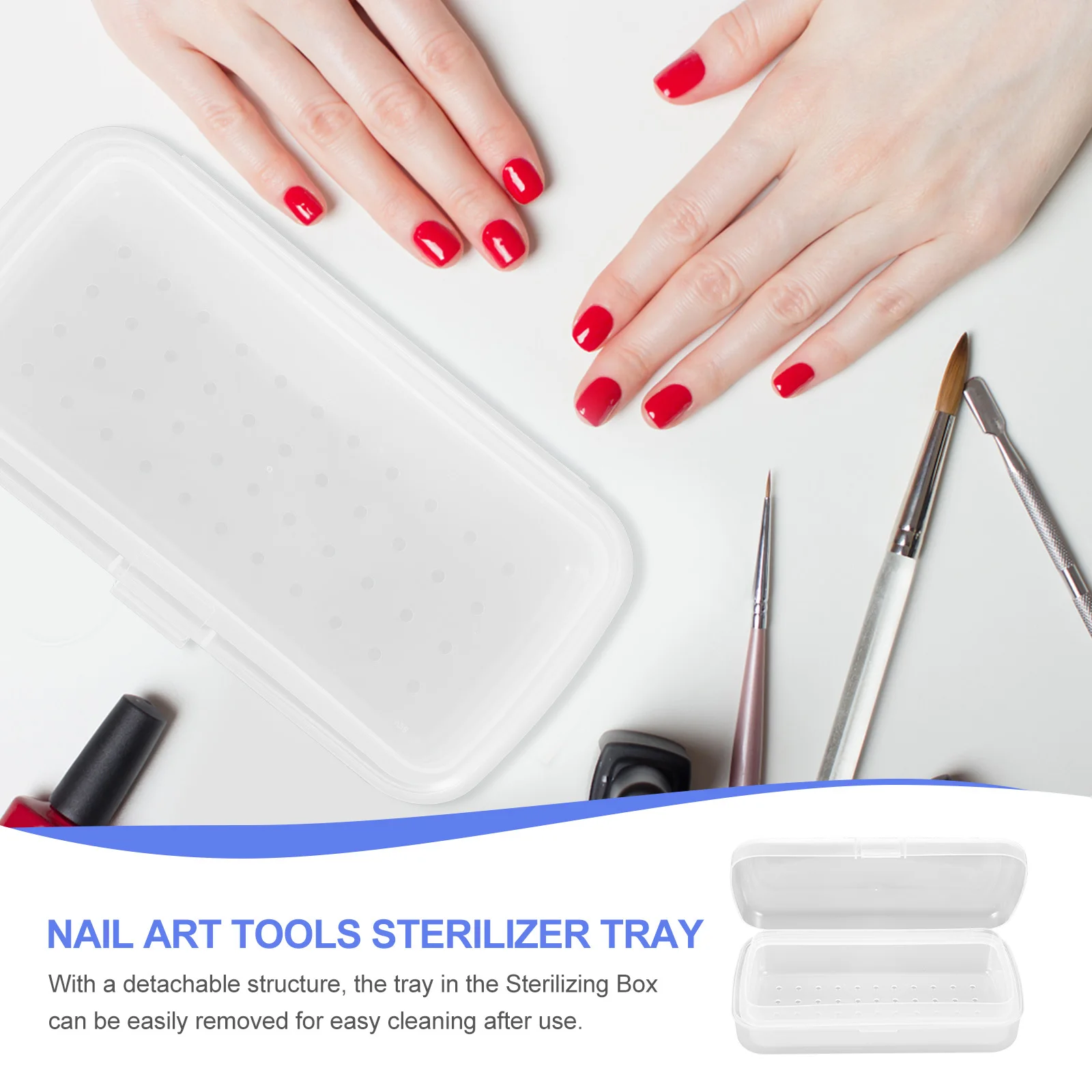 

Nail Art Tools Sterilizer Tray Removable Tray Durable PP Organizer for Tweezers Manicure Tools Sterilizing Box Cleaning Case