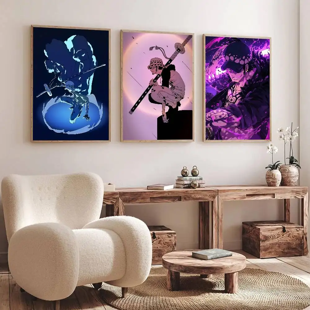 Anime O-One Piece Trafalgar D. Water Law Posters Fancy Wall Sticker for Living Room Bar Decoration Wall Decor