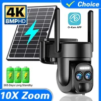 8MP Wifi PTZ Solar Security IP Camera Wireless Outdoor 4K Dual Lens 10x Zoom Auto Tracking CCTV Surveillance O-Kam App Camera