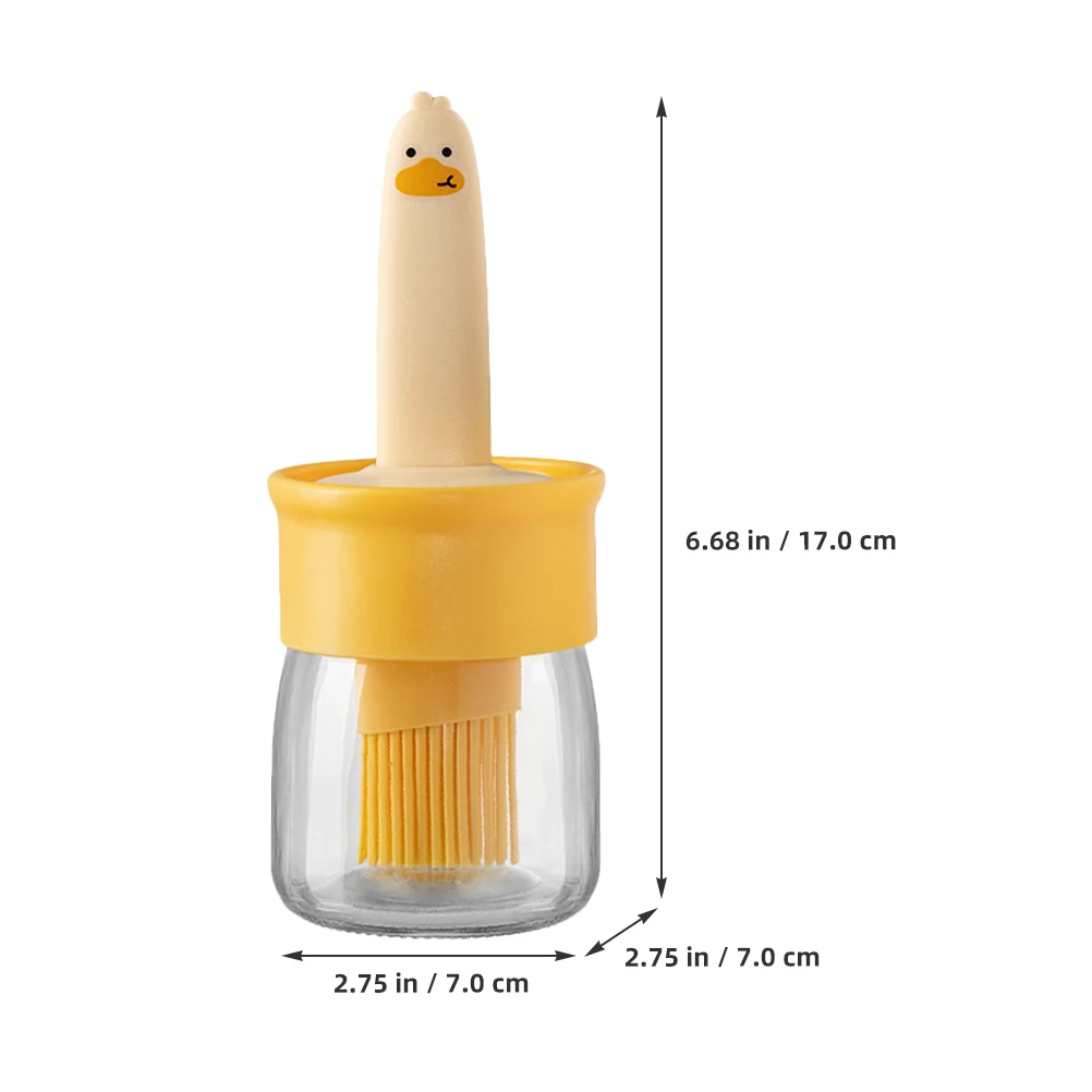 

2Pcs Silicone Brush Oil Bottle Cooking Dispenser Yellow White Glass Leak Proof Kitchen Gadgets Oil Storage Container
