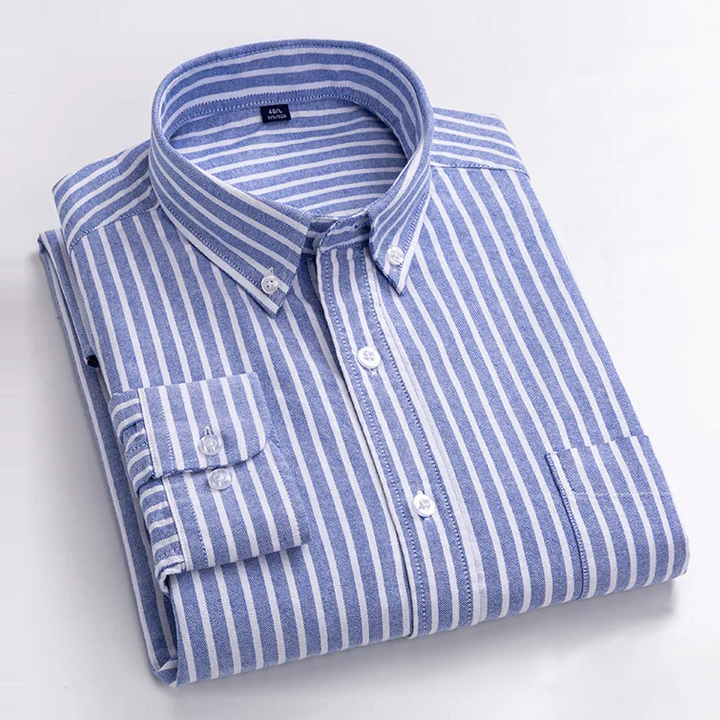 

Tailor shop Custom make Men's Casual Shirt Plaid Stripe Long Sleeved Shirt Business Plain 100% Cotton