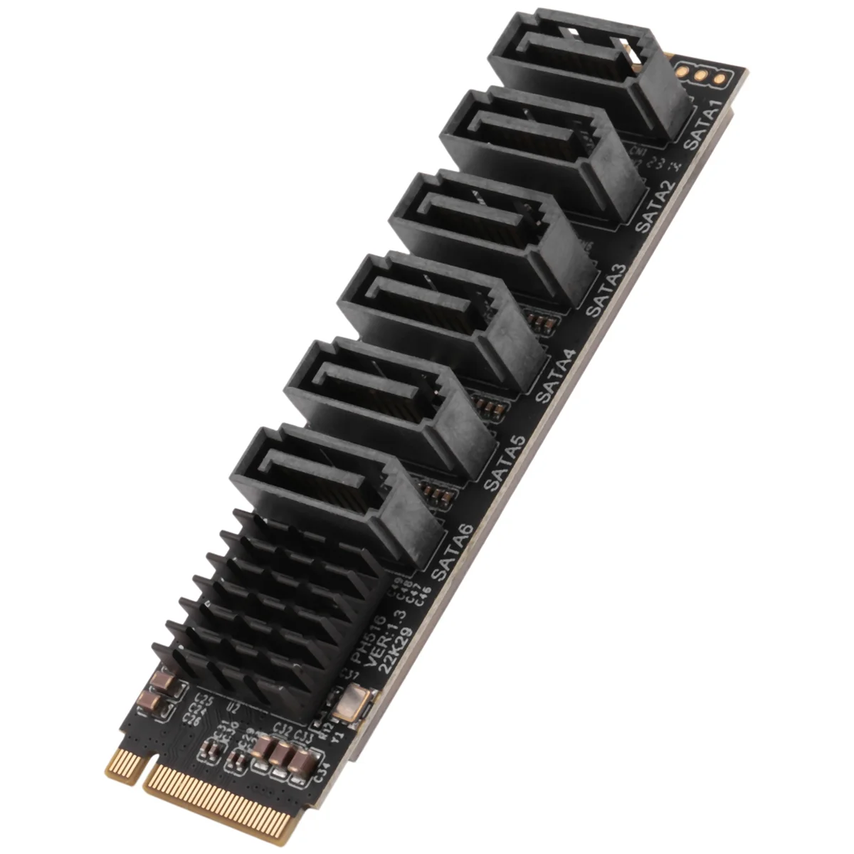 عرض ساخن بطاقة M.2 MKEY PCI-E Riser M.2 NVME إلى SATA3.0 PCIE إلى بطاقة توسيع SATA 6Gpbsx6-Port ASM1166