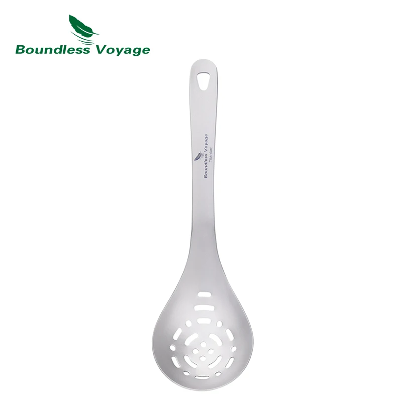 Boundless Voyage Titan-Sieb mit Griff, Küchenkelle, Siebe, Netzlöffel, tragbares Campinggeschirr Ti1038A