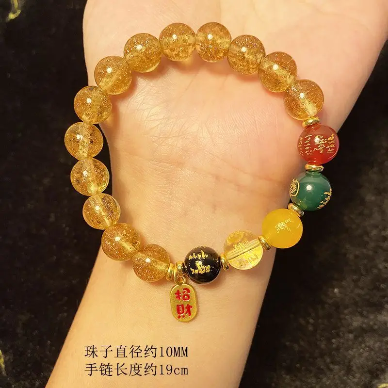 Pulsera Taisui de porcelana de cristal para cenizas de incienso de Lamasery de Pekín Yonghe, adorno de lámina dorada, cuerda de mano auténtica para mujer