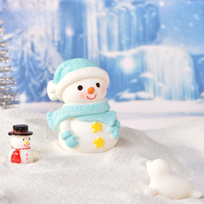 2024 Happy Christmas Santa Claus Snowman Lovely Couple Fairy Garden Miniatures Snowy Micro Landscape Crystal Ball Accessories