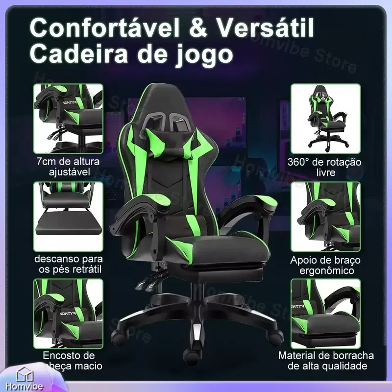 High-Back Ergonomic Gaming Chair with Footrest Adjustable Reclining Office Chair for PC Gamers Computer Desk Chair Racing view 6