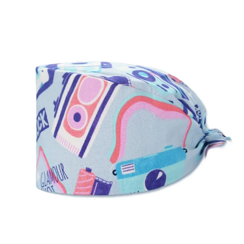 Medical Caps Multicolor Adjustable Pet Clinic Pharmacist Nursing Scrub Cap Unisex Cartoon Printing Scrub Hat Medical Supplies