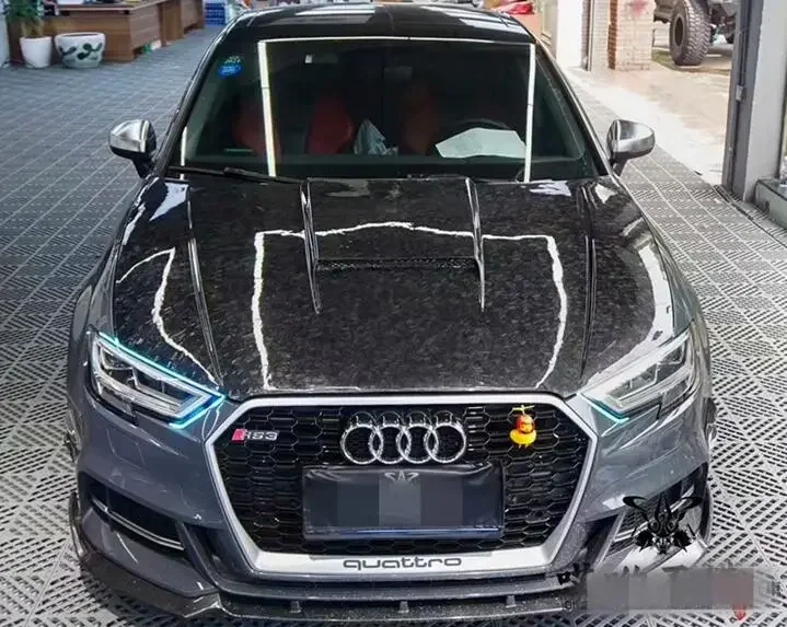 

New！ Real Forging Carbon Fiber Bonnet For Audi A3 S3 RS3 Sedan Hatchback 2013-2019 Front Engine Hood Vent Cover