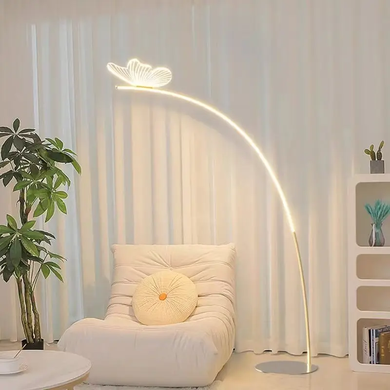 

Eye protection floor lamp Cream wind creative butterfly fishing lamp Living room sofa Internet celebrity light luxury warm
