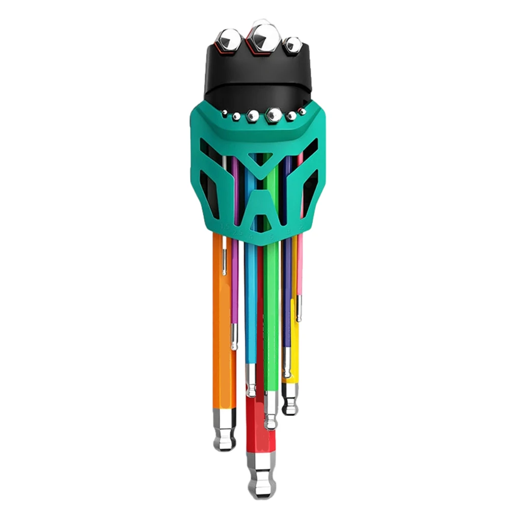 Compact Storage Hex Wrench Set with Labeled Holder for Quick Identification of All 12 Inch Sizes in Tool Organization