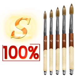 RolinStar S quality 100% Kolinsky Acrylic dipping powder Builder Pure gel Yello Mix Brown wood nail brush mink Application
