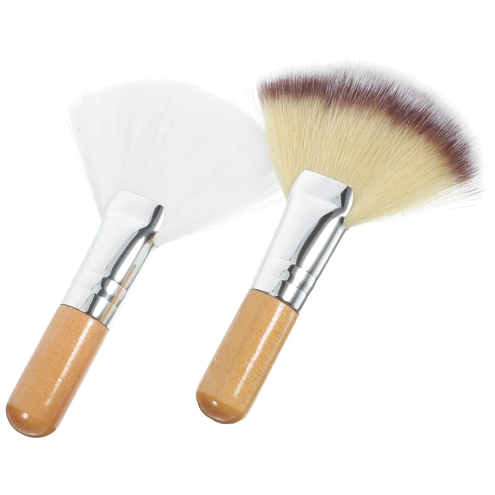 Pennello per trucco a ventaglio da 2 pezzi per fard viso che evidenzia lo pennello per cipria con impostazione in polvere sciolta per donne e ragazze
