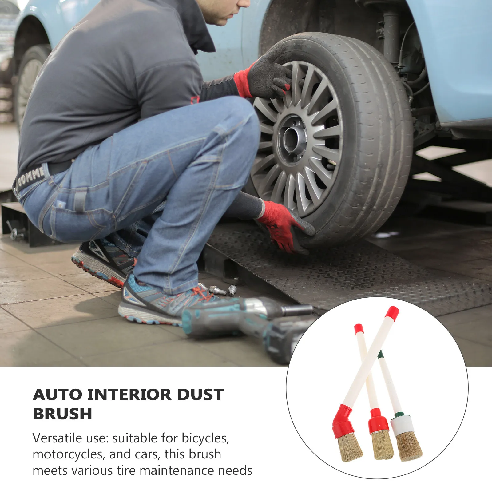 3Pcs Tire Lubricant Brush Set Round Angled Head High Elasticity for Tire Mounting Car Detailing Wheel Cleaning Bicycle