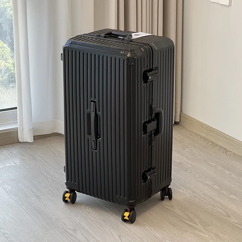 Large Capacity 36-Inch Luggage with Cup Holder Men's Thickened Trolley Suitcase Women's 28-Inch Aluminum Frame Travel Suitcase