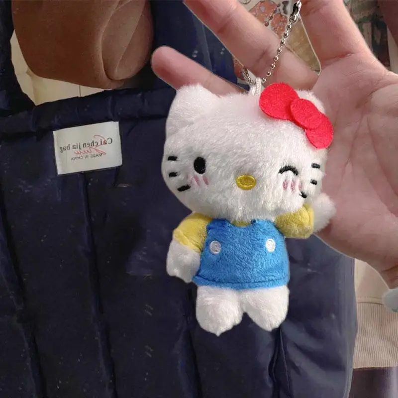 Kawaii Sanrio Keychain Hello Kitty Keyring Doll Bag Pendant Stuffed Plush Toy Kt Cat Plushie Backpack Accessories Girl Gift Kids