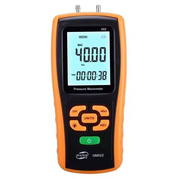 GM522 Large LCD Pressure Gauge Reset and Data Adjustment Manometer Digital Pressure Manometer