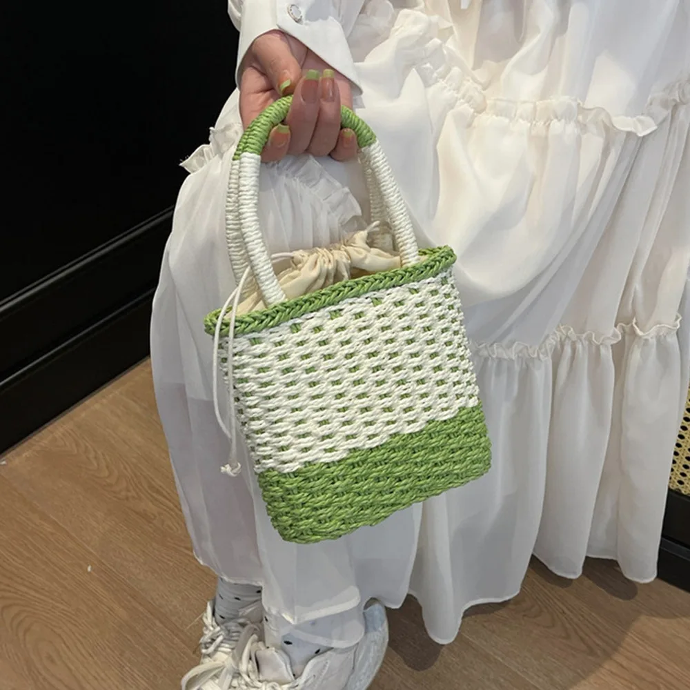 Красочная соломенная сумка для покупок, повседневная большая вместительная лоскутная полосатая сумка, летняя уличная пляжная сумка для женщин и девочек