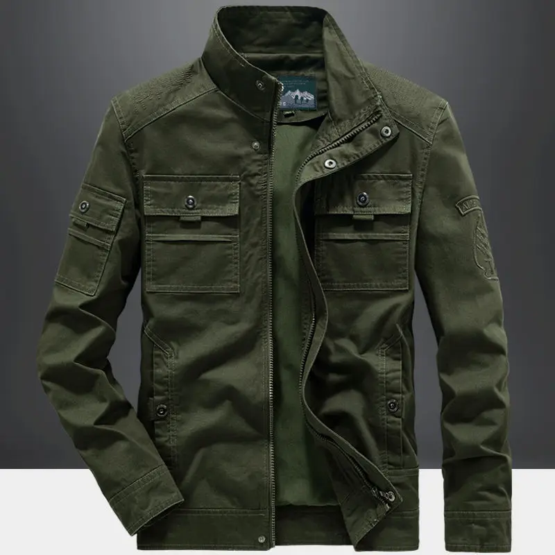 New Spring and Autumn Tactical Jacket Men's Pure Cotton Outdoor Men's Stand-up Collar Multi-pocket Training Uniform Work Jacket