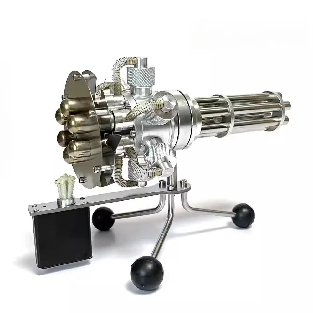 NIKOLATOY Nikolai Sterling Engine Science Education Toys - Alloy Gatling Heated Rotatable Creative Desktop Ornaments Toy Gun