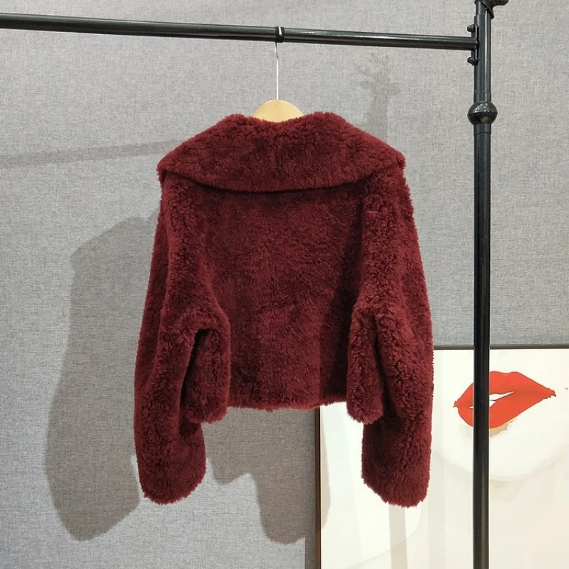 ผู้หญิงขนสัตว์บริสุทธิ์ Collared สั้นเสื้อซิป Shearling ขนสัตว์เรียงรายฤดูหนาวสไตล์ใหม่แฟชั่น WARM Jacket JT515