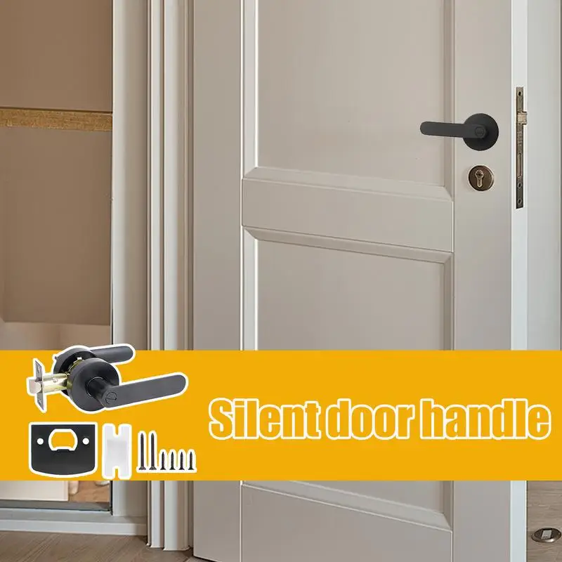 Deurhendel Heavy Duty Zwart Doorgang Deurknop Slot Interieur Zwarte Platte Deurgrepen Keyless voor Badkamer Slaapkamer Huishouden Thuis