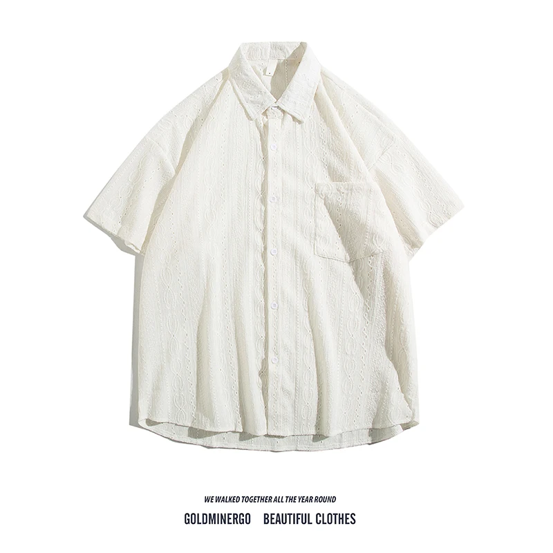 

Retro Japanese Sle Loose Fit ort Sve irt Jaet Thin Five-Quarter Sve Design Summer Outerwear for Men And Women