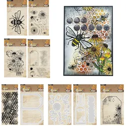Sweet Silicone bee memories Floral bits Echinacea Tag Metal Cutting Dies Stamps Scrapbooking Stencil Photo Album Card DIY Paper