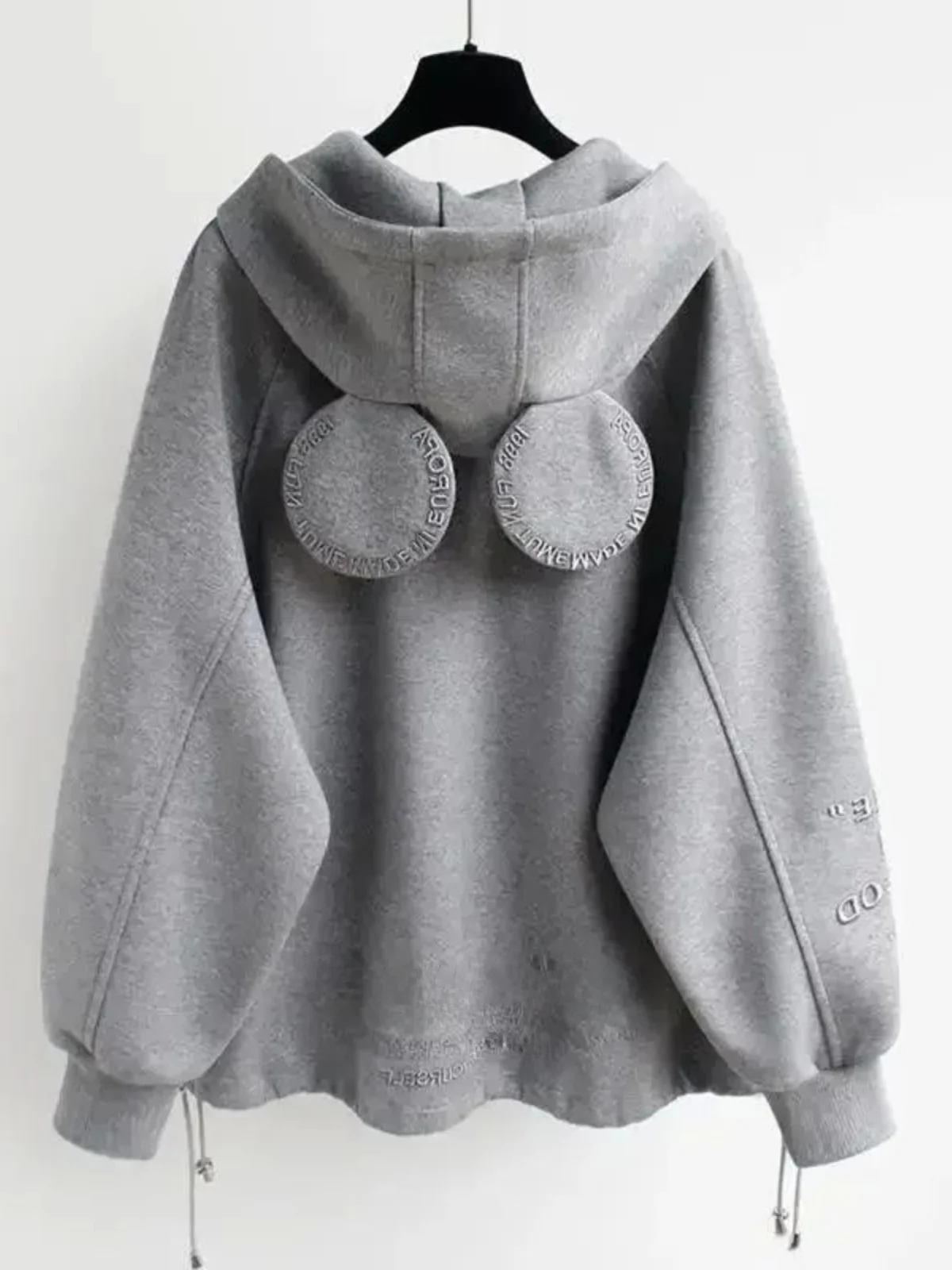 سترة صوفية فضفاضة بغطاء للرأس وسحاب للنساء في الشارع Sle طويلة مبطنة بمنفذ Fce قطعة واحدة غير رسمية