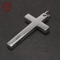 Real Solid 925 Silver Cross Pendant for Men Women Minimalist High Polished Fashion Classic Jesus Christian Prayer Jewelry