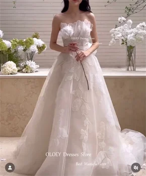 SPRAYING Elegante A-Linie Spitze Korea Brautkleider Fotoshooting Einzigartige Halsfalten Exquisite Brautkleider Korsett Maßgeschneidert