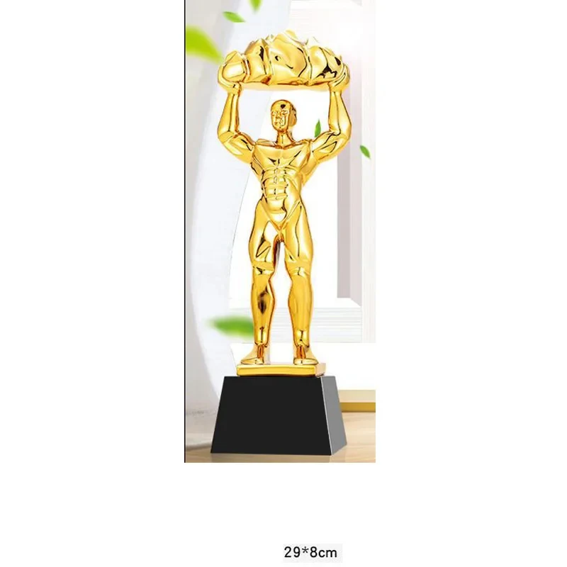 Customized Gold-Plated Resin Trophy, Bottom Crystal, Creativity Send Friends Awards Dancing Souvenir Competition Home Decor, 1Pc