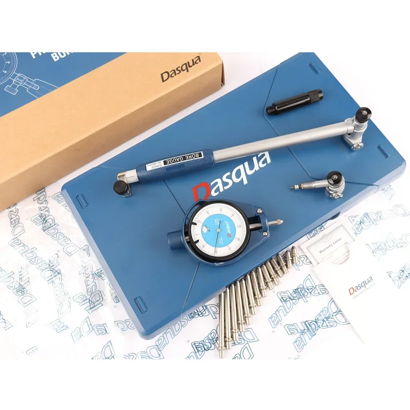 DASQUA Extra Long Range 35-160mm Alexometer Dial Bore Gauge Set For Deep Engine Cylinder Measurement With Carbide Anvils