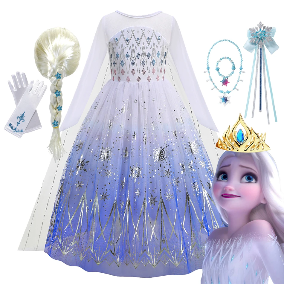 

Frozen Elsa Princess Girl Costume Dress Birthday Party Halloween Carnival Disguise Children Vestidos Snow Queen Cosplay Dress