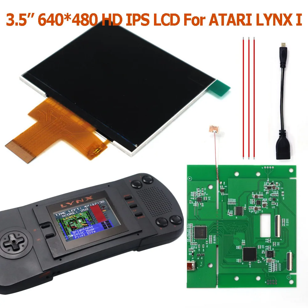 Para Atari Lynx I 1 Console, Tela LCD IPS HD de 3,5 polegadas com Retroiluminação, Mod com Saída HDMI 720P para TV, 640*480 Pixel Retro.