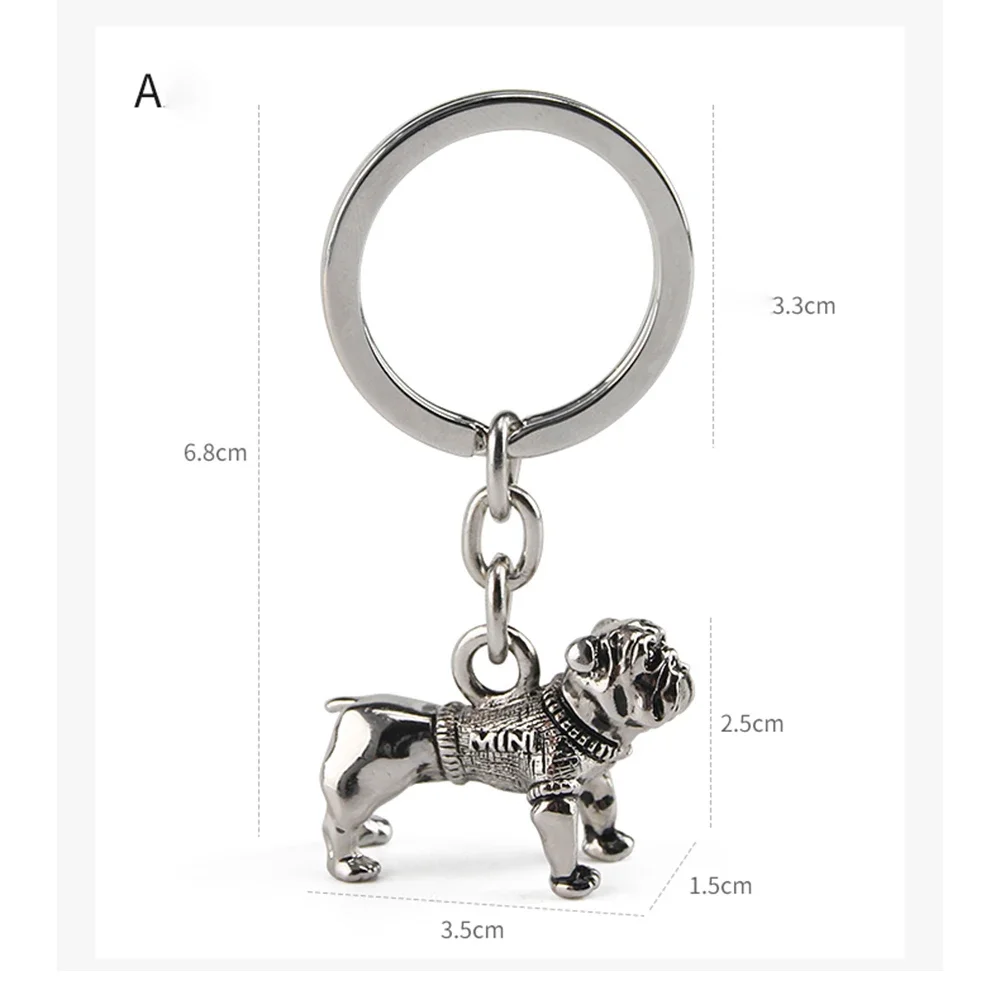 Car Bulldog Keychain Decoration Key Chain Ring For Mini Cooper One JCW S R50 R52 R53 R55 R56 F55 F56 F60 Countryman Accessories