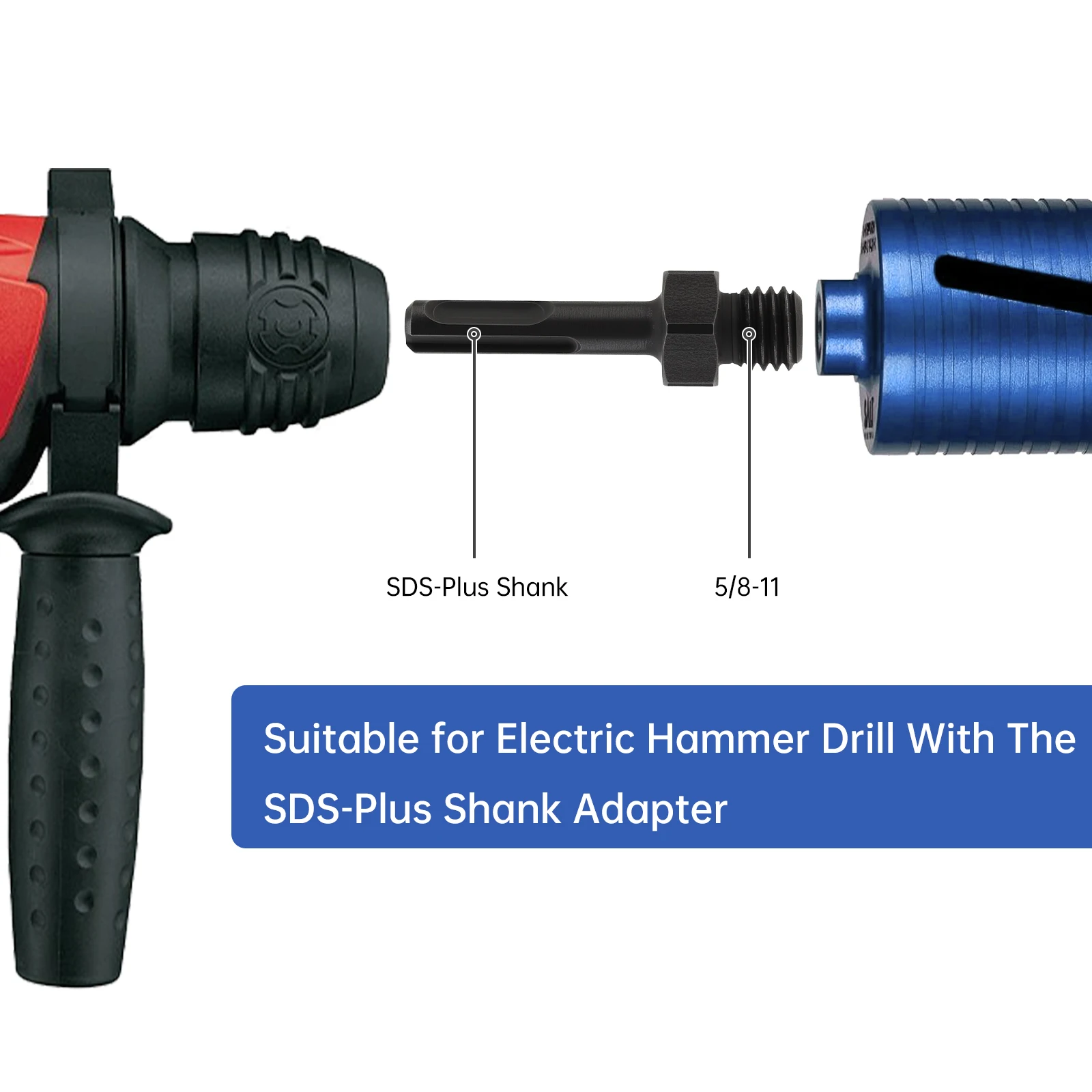 5/8 inch -11 UNC Male Thread to SDS Plus Shank Adapter for Electric Hammer Power Drill Screwdriver Converter Drill Bit Adapter