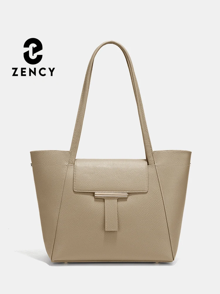 

Zency Genuine Leather Women's Tote Handbag Large Shoulder Bag for A4 Notebook iPad Functional Shopping Bag For Travel Work Purse