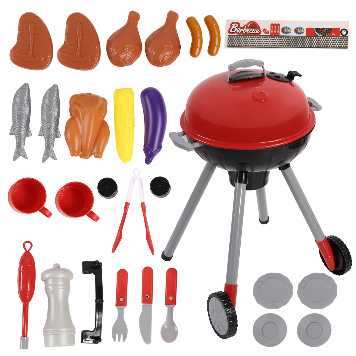 BAAA-Kids Toys Sets BBQ Barbecue Grill Toy Accessories Children's Play Role Chef Simulation BBQ Suits Kitchen Performing Gift