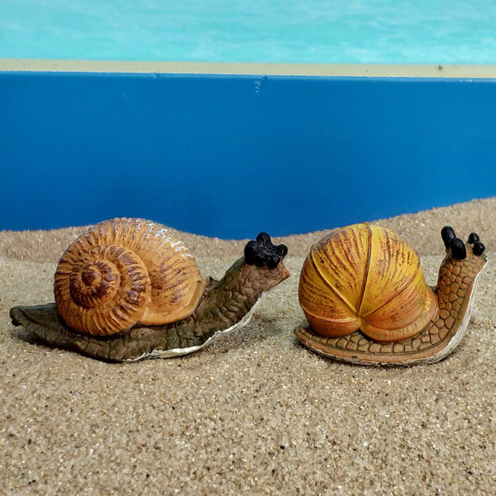 

2 Pcs Snail Figurine Crafts Decoration Decorations Home Decorative Garden Figures Ornament