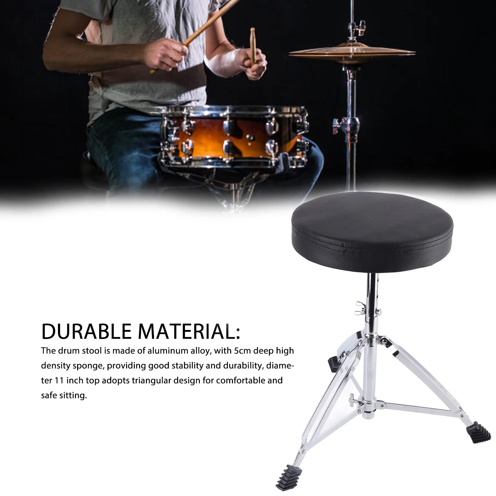 

Портативный складной стул для барабанщика с регулируемой высотой, мягким сиденьем, нескользящим покрытием, универсальный для взрослых и детей