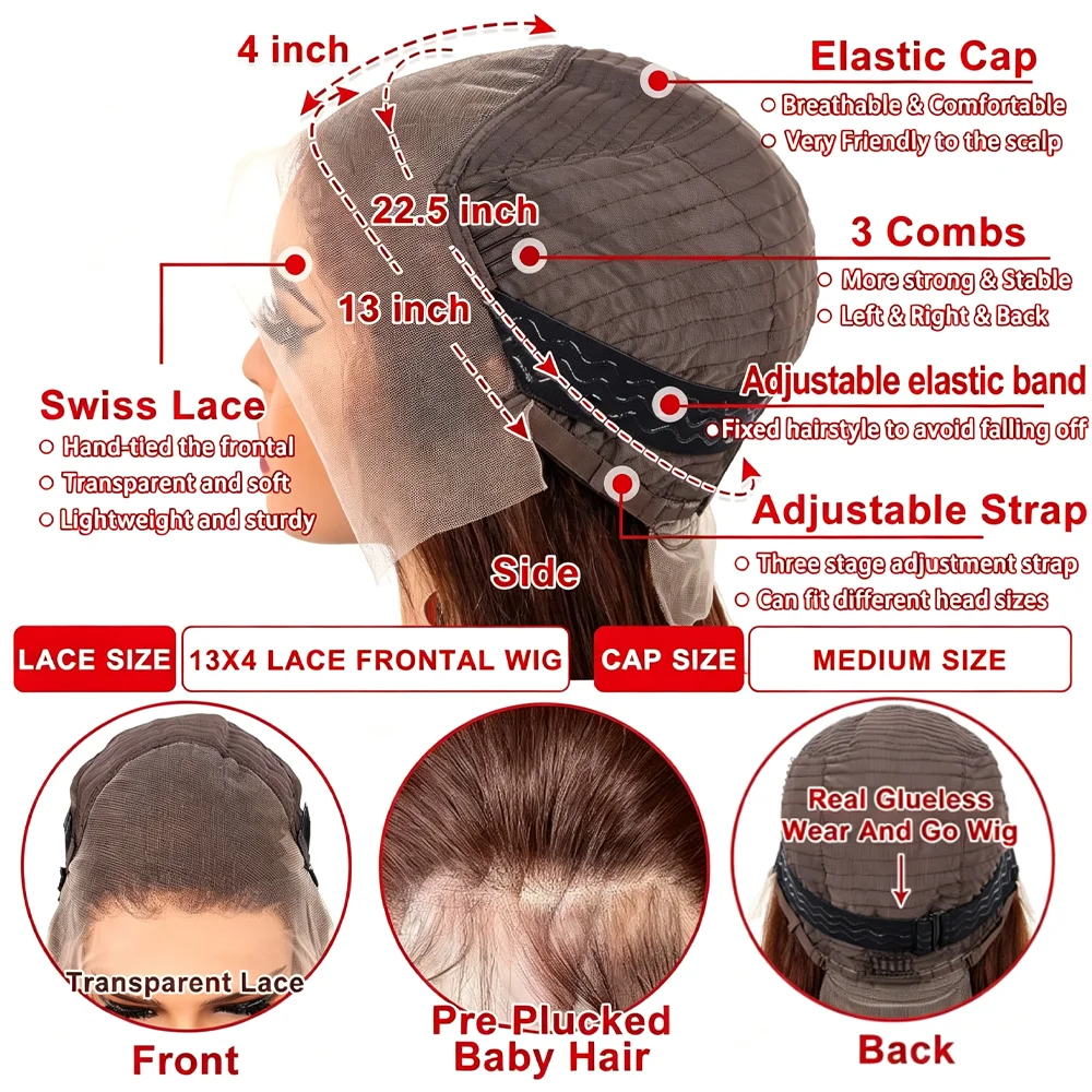 #4 Straight Human Hair Wig Pre Plucked with Baby Hair 200 250 Density 16 34 Inch 13x4 HD Lace Frontal Human Hair Wigs On Sale For Women image 5