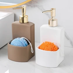 Large-capacity Ceramic Soap Dispenser Household Portable Shampoo Bottle Bathroom Bath Supplies Kitchen Sink Sponge Storage Rack