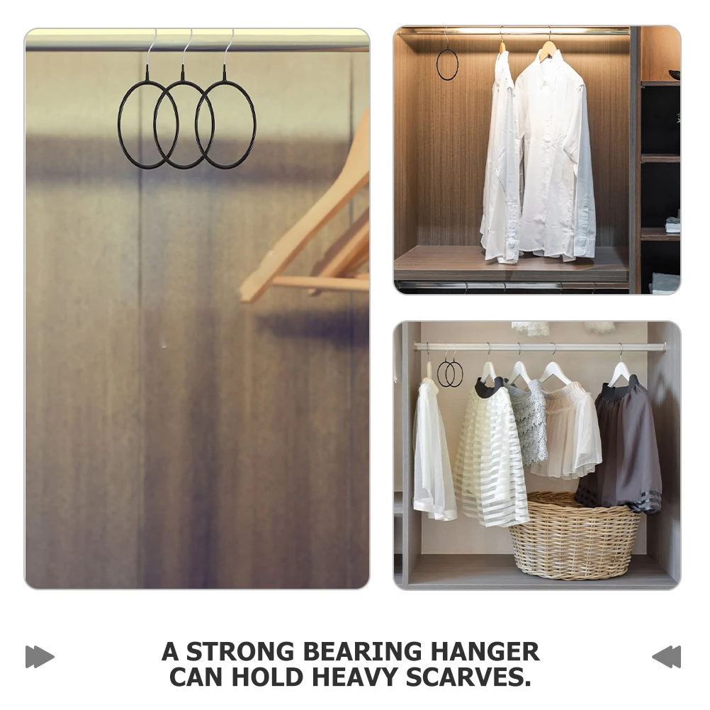 

10pcs Scarf Hanger Metal Rack Black PVC Organizer for Closet Tie Ring Holder Display Wardrobe Storage Solution